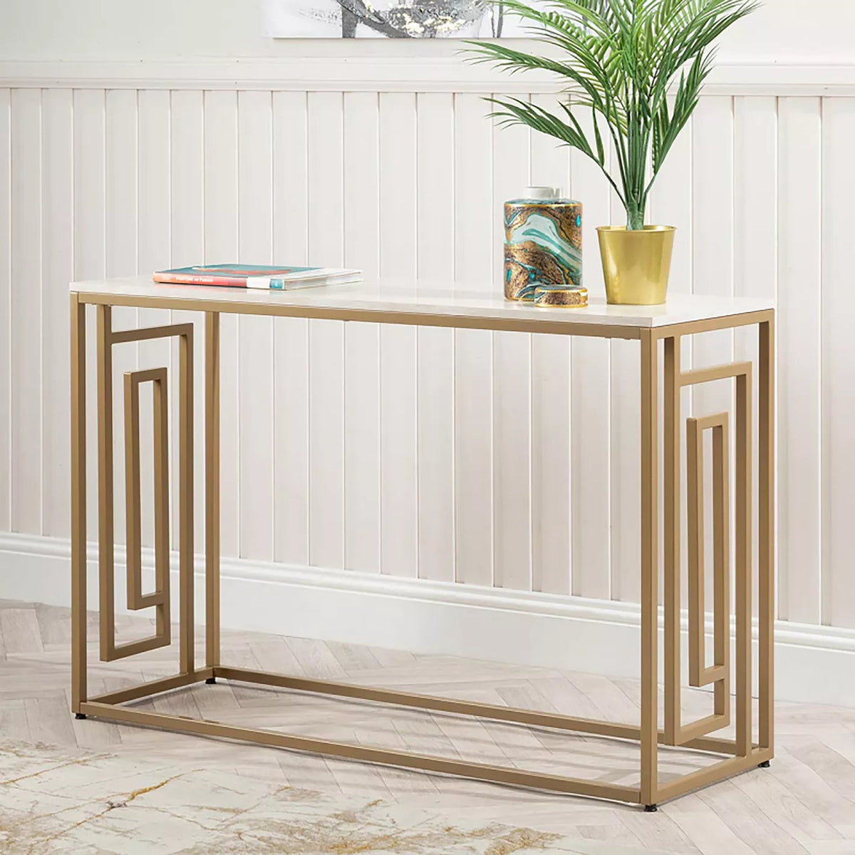 Square Coffee Table with Iron Stand