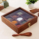 The Traditional Kitchen Spice Box (Solid Wood with Glass Top)