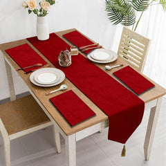 6 Person Clara Velvet Tassels Runner With Mats