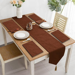 6 Person Clara Velvet Tassels Runner With Mats