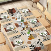 Boho Leaf Brown Sun Table Runner With Mats