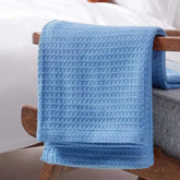 Organic Cotton Waffle Baby Blanket Sky Blue