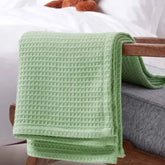 Organic Cotton Waffle Baby Blanket Green