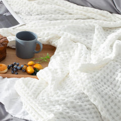 Cotton Waffle King Size Blanket Summer Blanket Bamboo for Luxury Throws