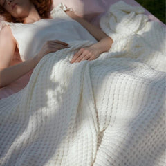 Cotton Waffle King Size Blanket Summer Blanket Bamboo for Luxury Throws
