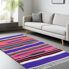 Horizontal Cotton Rug - Dominos Green (3ft x6ft)