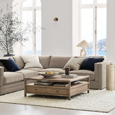 Caen Living Lounge Square Storage Coffee Table (Solid Wood)