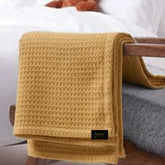 Organic Cotton Waffle Baby Blanket Camel