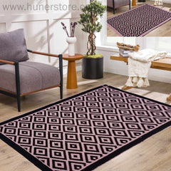 Rhombus Style - Black & Tea Pink (4ft x 6Ft)