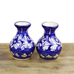 Blue Pottery - White & Blue Leaves Texture