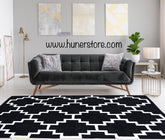 Black & White Moroccan Velvet Style Rug - 4ft' x 6ft'