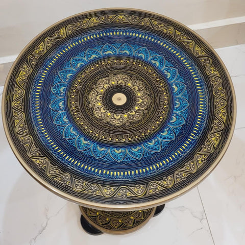 Artistic Table with nakshi art top  - BLUE