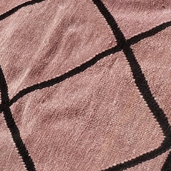 Rhombus Peach & Black - Hand-woven Velvet Carpet- 4ft' x 6ft'