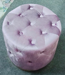 Lylic Mouve Tufted Velvet ottoman with golden base