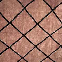 Rhombus Peach & Black - Hand-woven Velvet Carpet- 4ft' x 6ft'