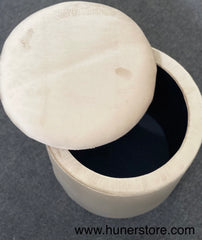 Creamy beige Velvet ottoman with storage