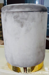 Grey Velvet ottoman with golden base