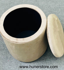 Beige Velvet ottoman with storage