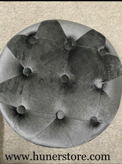 Black Tufted Velvet ottoman with golden base