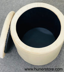 Creamy beige Velvet ottoman with storage