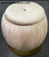 Beige Tufted Velvet ottoman with golden base and storage