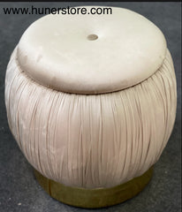 Beige Tufted Velvet ottoman with golden base and storage