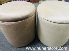 Beige Velvet ottoman with storage