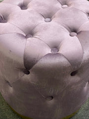 Lylic Mouve Tufted Velvet ottoman with golden base