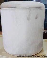 Creamy beige Velvet ottoman with storage