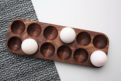 Mahogany Wooden Kitchen Egg Holder Tray - waseeh.com