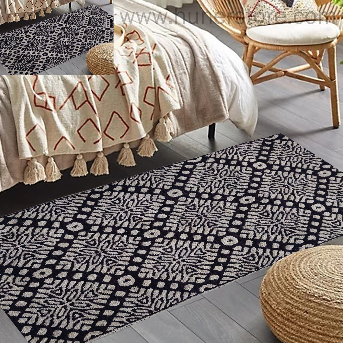 Mosaic Rugs - Black & Beige (2.5ft x 4Ft)