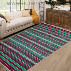 Horizontal Cotton Rug - Green Mania (3ft x6ft)