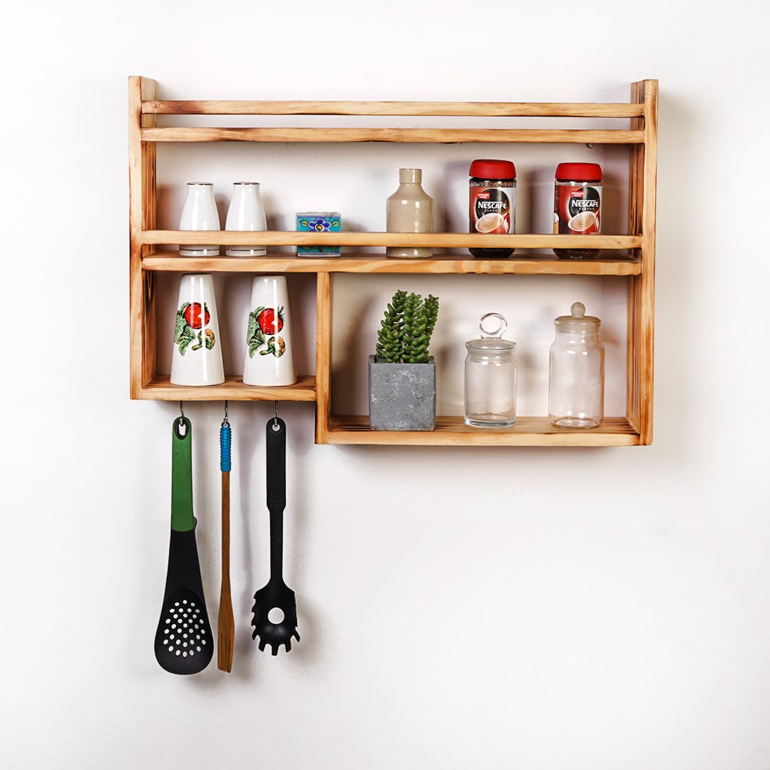 Floating Chefs Rack Solid Wood Kitchen Floating Rack Shelve – Huner Store