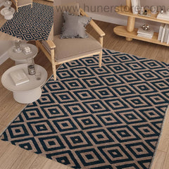 Rhombus Style - Navy & Brown (3ft x 5Ft)