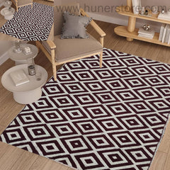 Rhombus Style - Plum & Beige (3ft x 5Ft)