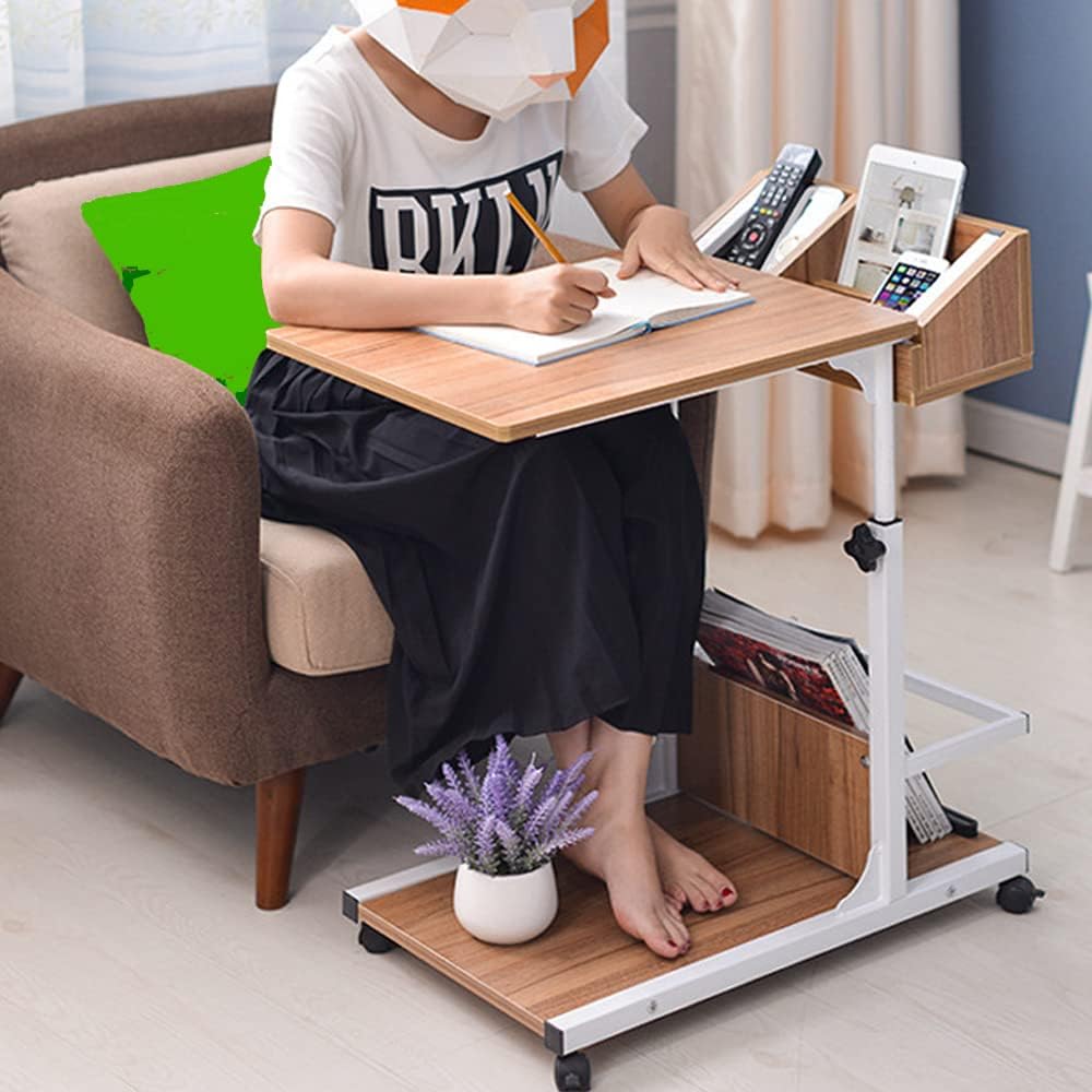 Computer Table Bed Side Movable Bed Side Computer Table With Wheels Storage Adjustable Table ...