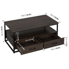 Botlo Lounge Living Room Center Table with 2 Drawers