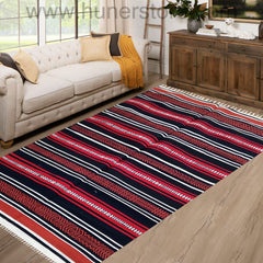 Horizontal Cotton Rug - Dominos Red (3ft x6ft)