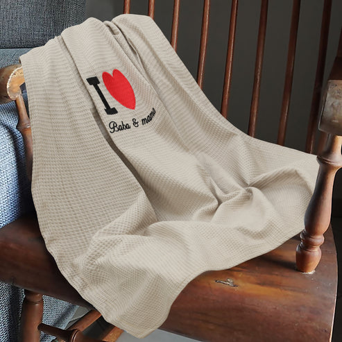 I♡Mama Baba Baby Waffle Blanket