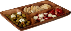 3 Compartment Solid wooden Platter (Pack of 2)