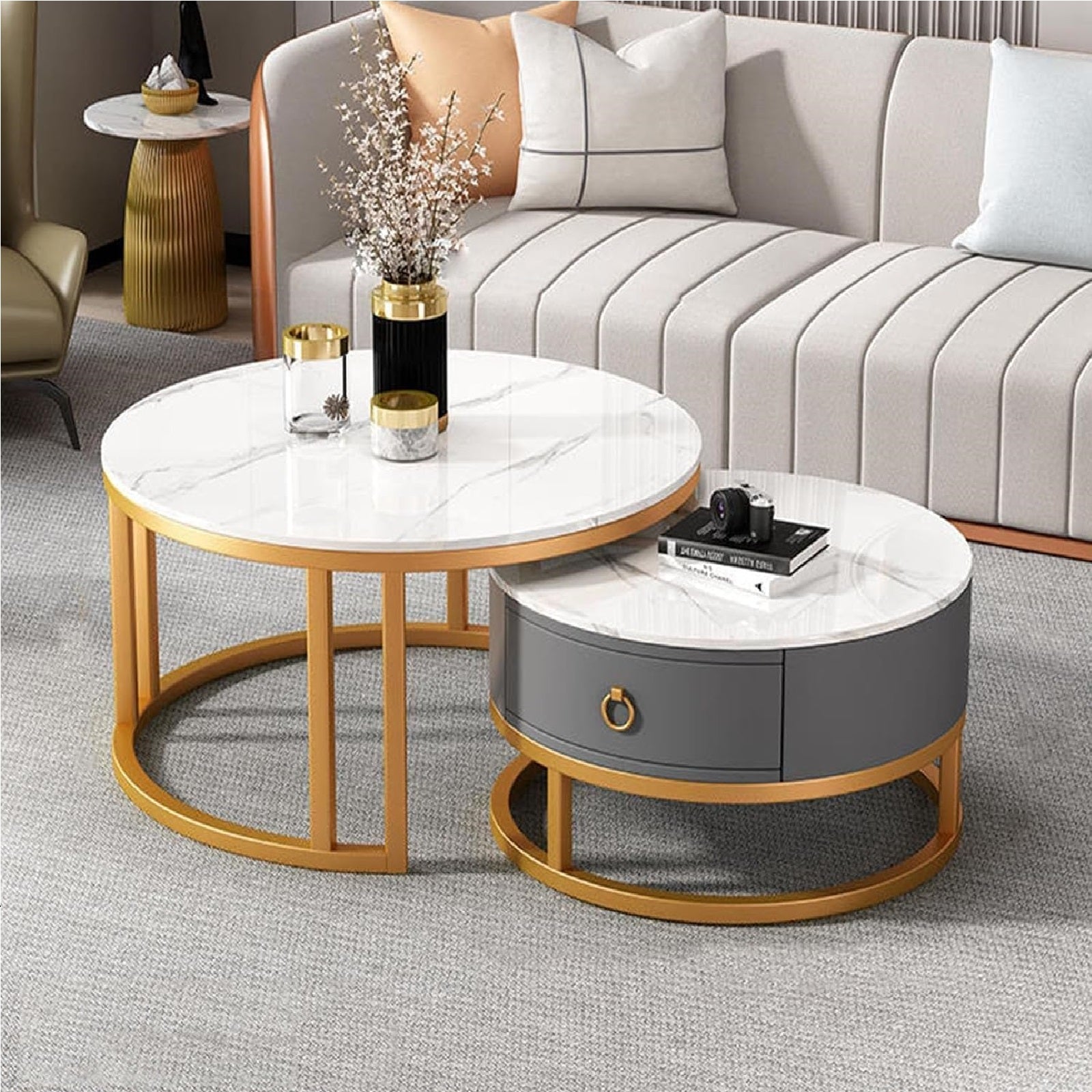 Normal Table Lounge Tangula Modern Living Room Table Lounge Nesting Tables – Huner Store