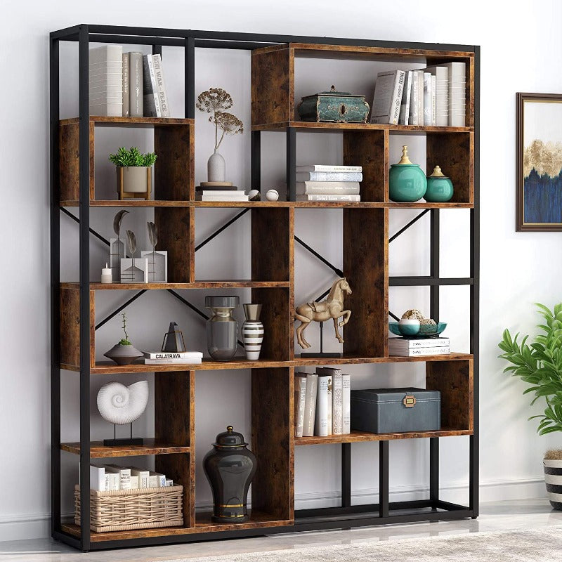 Staggered Living Room Bookcase Organizer Storage Rack Decor – Huner Store