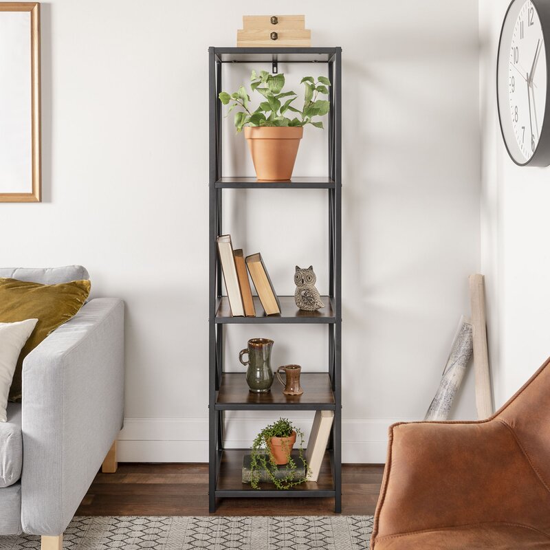 Leaning Bookcase Storage Living Room Organizer Rack - waseeh.com