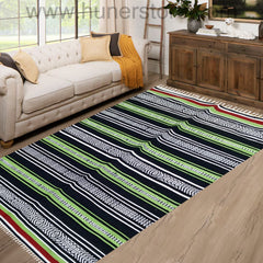 Horizontal Cotton Rug - Dominos Green (3ft x6ft)