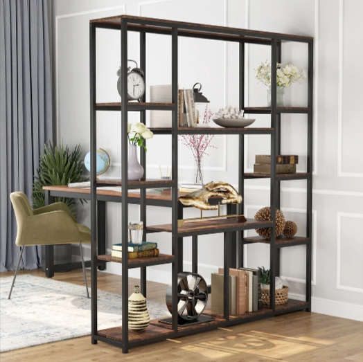 Industrial Blend Storage Bookcase Shelve Organizer Rack Decor - waseeh.com