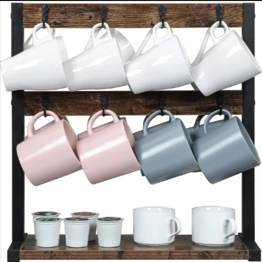Rustic Tea Cup Organizer Rack - waseeh.com