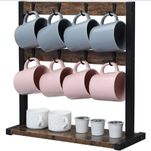 Rustic Tea Cup Organizer Rack - waseeh.com