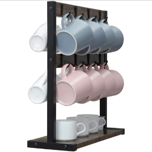 Rustic Tea Cup Organizer Rack - waseeh.com