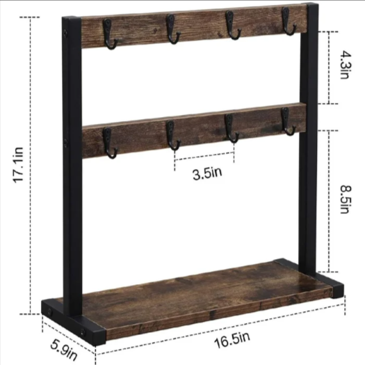 Rustic Tea Cup Organizer Rack - waseeh.com