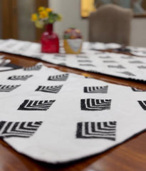 Classic Black & White Table Runner With Mates And Cutlery Holders